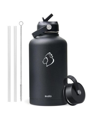 Botella de Agua Aislada BUZIO 32 oz Doble Pared Negra