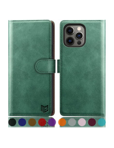 Funda de billetera SUANPOT para iPhone 13 Pro Verde