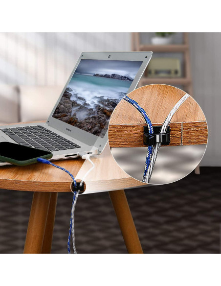 Clips Organizadores de Cables SOULWIT 50 Pcs Adhesivos Negro