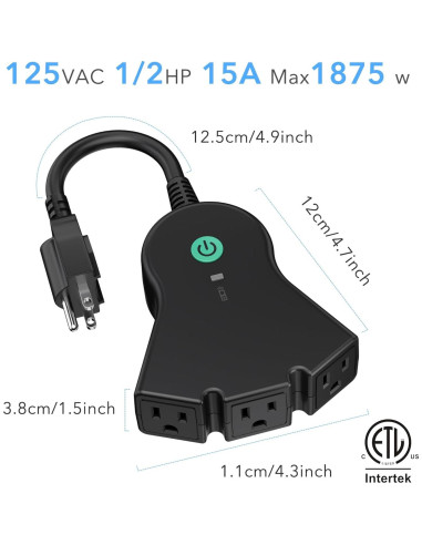 Enchufe Inalámbrico BN-LINK 3 Patas 15A Control Remoto