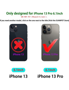 Funda de billetera SUANPOT para iPhone 13 Pro Verde 2