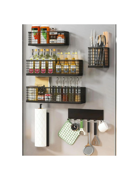 Estante Magnético para Especias DecruKaltiz 6-Pack Negro