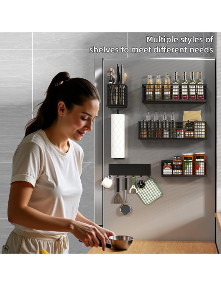 Estante Magnético para Especias DecruKaltiz 6-Pack Negro