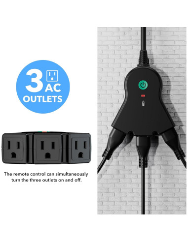 Enchufe Inalámbrico BN-LINK 3 Patas 15A Control Remoto