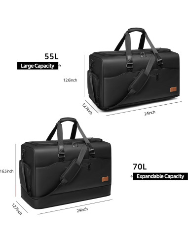 Bolsa de viaje tipo duffle 55L Moulyan negra impermeable