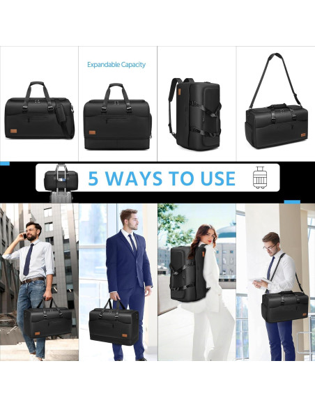 Bolsa de viaje tipo duffle 55L Moulyan negra impermeable Bolsa de viaje tipo duffle 55L Moulyan negra impermeable