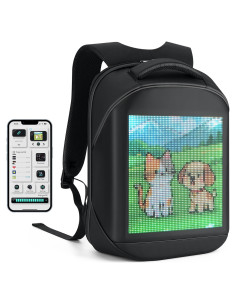 Mochila LED Impermeable 17" con Pantalla Programable Negra