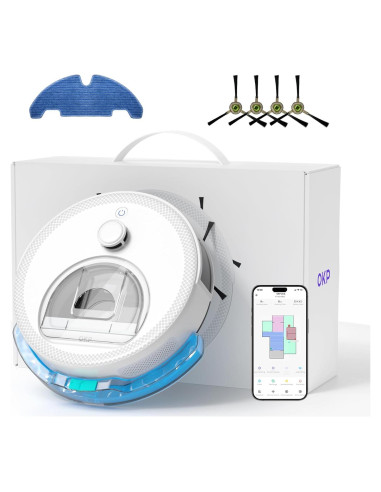 Aspiradora Robótica OKP L6 Aqua 2 en 1 con Mopa, 150 min
