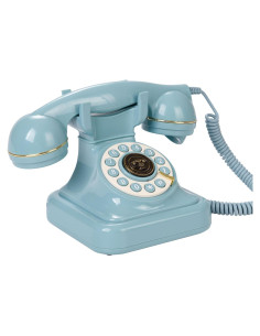 Teléfono de Línea Fija Retro WORVABE Azul con Redial