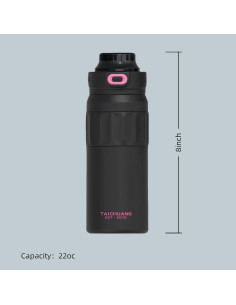 Botella de Agua Aislada Jiskenis 1.3L con Pajilla y Tapa 2