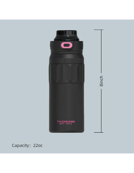 Botella de Agua Aislada Jiskenis 1.3L con Pajilla y Tapa