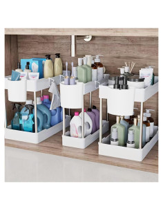 Paquete de 3 Organizadores Bajo Fregadero JYSMYWS Blanco