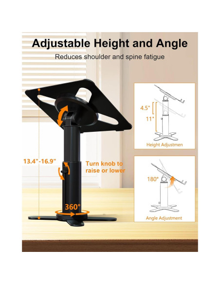 Soporte de Laptop Ergonómico Nauttxon Ajustable 11-17" Negro