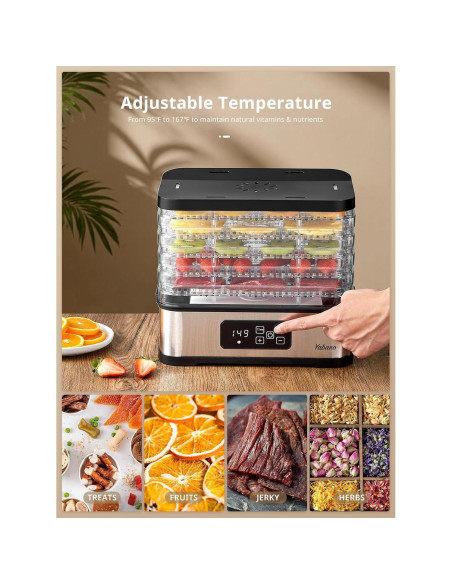 Deshidratador de Alimentos Yabano 250W 5 Bandejas Digital