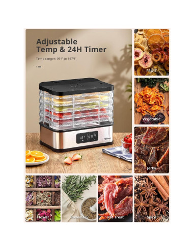 Deshidratador de Alimentos Yabano 250W 5 Bandejas Digital