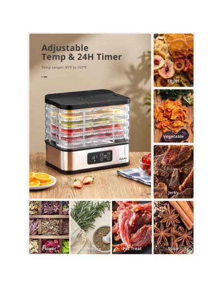 Deshidratador de Alimentos Yabano 250W 5 Bandejas Digital