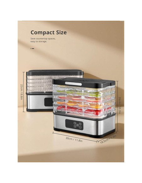 Deshidratador de Alimentos Yabano 250W 5 Bandejas Digital