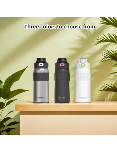 Botella de Agua Aislada Jiskenis 1.3L con Pajilla y Tapa