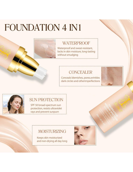 Base de Maquillaje 4 en 1 Akareni 30ml SPF50+ Hidratante