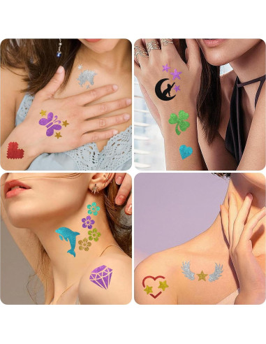 Marcadores de Tatuajes Temporales Metuu - 12 Colores y 155 Diseños