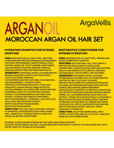 Juego de Champú y Acondicionador ArgaVellis 0.99kg - Hidratante