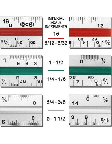 Regla de Escala Arquitectónica OCM de Aluminio 30.48 cm