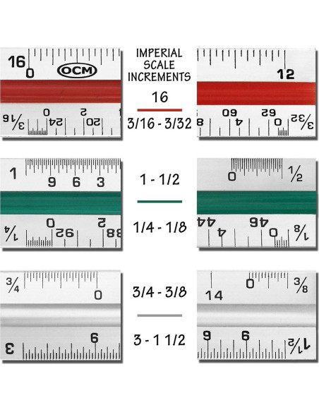 Regla de Escala Arquitectónica OCM de Aluminio 30.48 cm