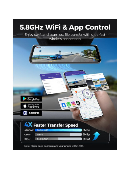 Cámara Espejo Retrovisor AZDOME PG17 Max 4K/2.5K con ADAS