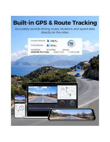Cámara Espejo Retrovisor AZDOME PG17 Max 4K/2.5K con ADAS
