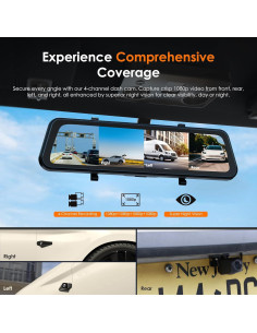 Cámara de tablero Uzivo U24 Mirror 4 canales 12" 1080p 2