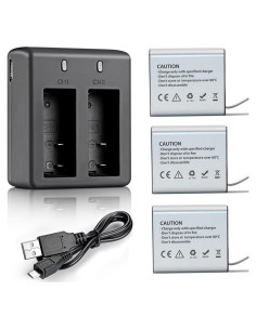 3 Baterías Recargables 1350mAh + Cargador Doble USB VVHOOY