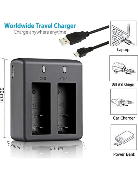 3 Baterías Recargables 1350mAh + Cargador Doble USB VVHOOY