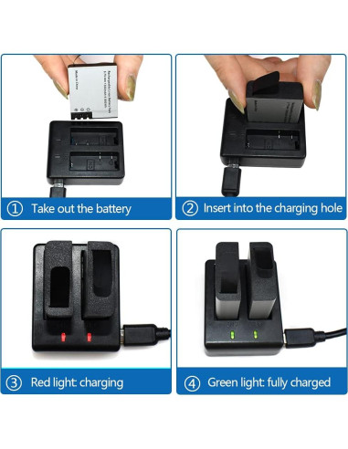 3 Baterías Recargables 1350mAh + Cargador Doble USB VVHOOY