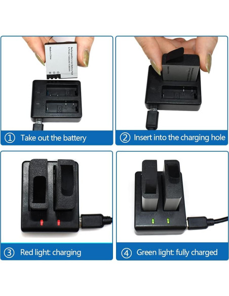 3 Baterías Recargables 1350mAh + Cargador Doble USB VVHOOY