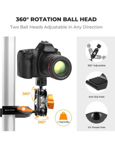 Soporte de Cámara K&F Concept Super Clamp con Brazo Mágico 24.9 cm 2