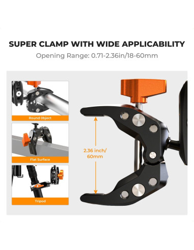 Soporte de Cámara K&F Concept Super Clamp con Brazo Mágico 24.9 cm
