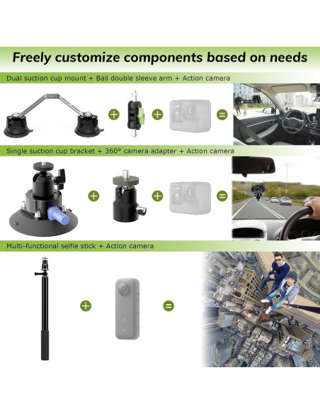 Soporte para Coche con Triple Ventosa Zelvoro 360 y Polo Extensible