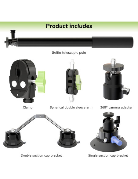 Soporte para Coche con Triple Ventosa Zelvoro 360 y Polo Extensible