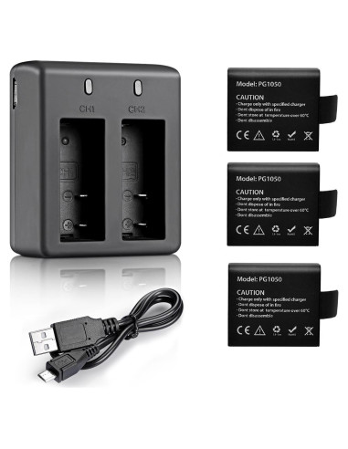 Batería Recargable VVHOOY PG1050 para Cámara de Acción - 3x1050mAh