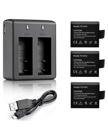 Batería Recargable VVHOOY PG1050 para Cámara de Acción - 3x1050mAh