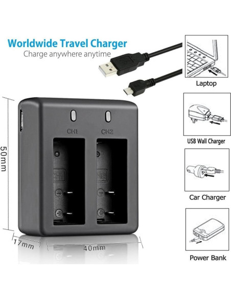 Batería Recargable VVHOOY PG1050 para Cámara de Acción - 3x1050mAh