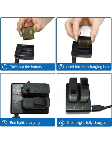 Batería Recargable VVHOOY PG1050 para Cámara de Acción - 3x1050mAh