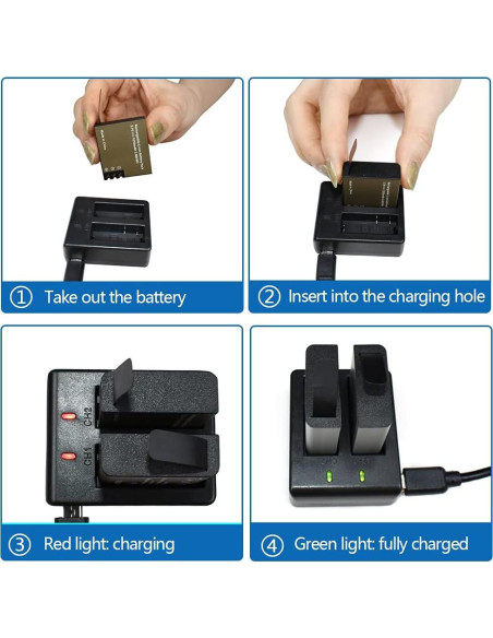 Batería Recargable VVHOOY PG1050 para Cámara de Acción - 3x1050mAh