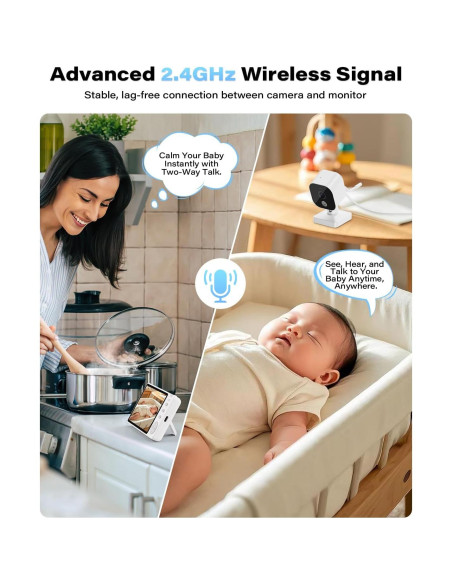 Cámara para Bebés Wiiki-Tech V3-T2Pro, 1080P 5" con Visión Nocturna