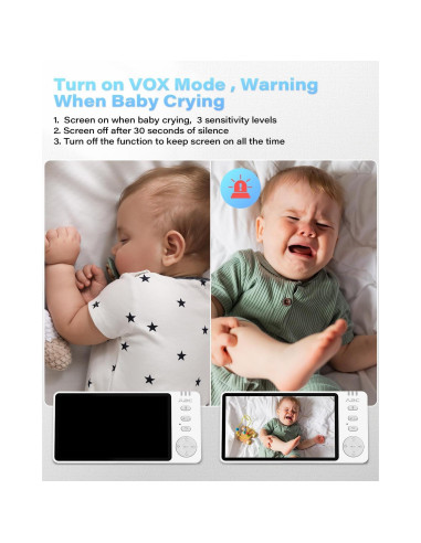 Cámara para Bebés Wiiki-Tech V3-T2Pro, 1080P 5" con Visión Nocturna