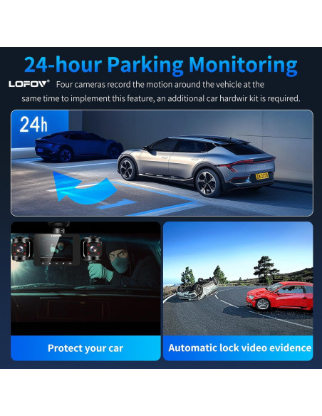 Cámara Dash 360 LOFOV 4 Canales FHD 1080P con SD 64GB