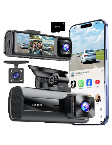 Cámara de Tablero 3 Canales BAOHZ M6 2.5K + 1080P + 1080P