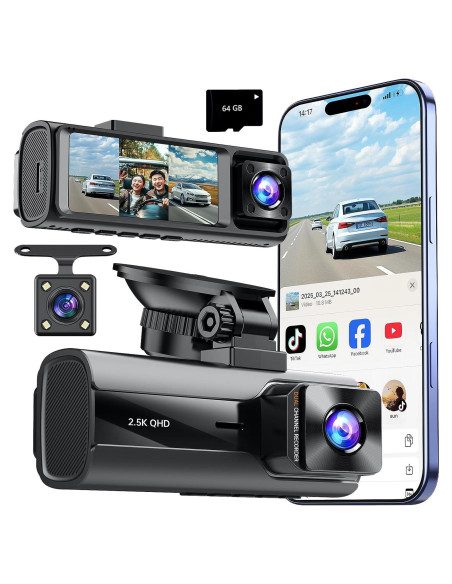 Cámara de Tablero 3 Canales BAOHZ M6 2.5K + 1080P + 1080P