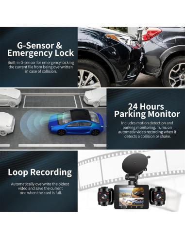 Cámara Dash 360 LOFOV 4 Canales FHD 1080P con SD 64GB