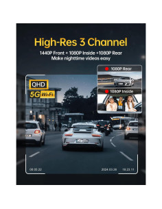 Cámara de Tablero 3 Canales BAOHZ M6 2.5K + 1080P + 1080P 2